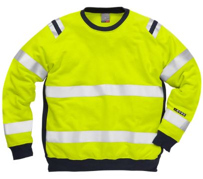 Fristads sweater 7076 geel-blauw high visibility (vlam vertragend)