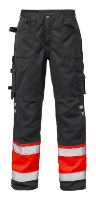 Fristads werkbroek 2032 rood-zwart high visibility