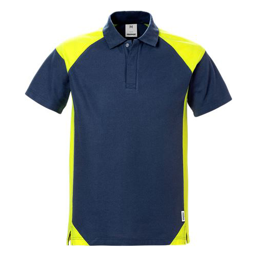 Fristads poloshirt 7047 marineblauw-geel