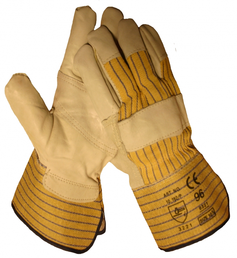 Rundledere handschoen met palmversterking