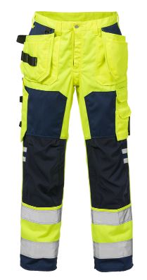 Fristads werkbroek 2025 geel-blauw high visibility (met holsterpockets)