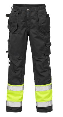 Fristads werkbroek 2029 geel-zwart high visibility (met holsterpockets)