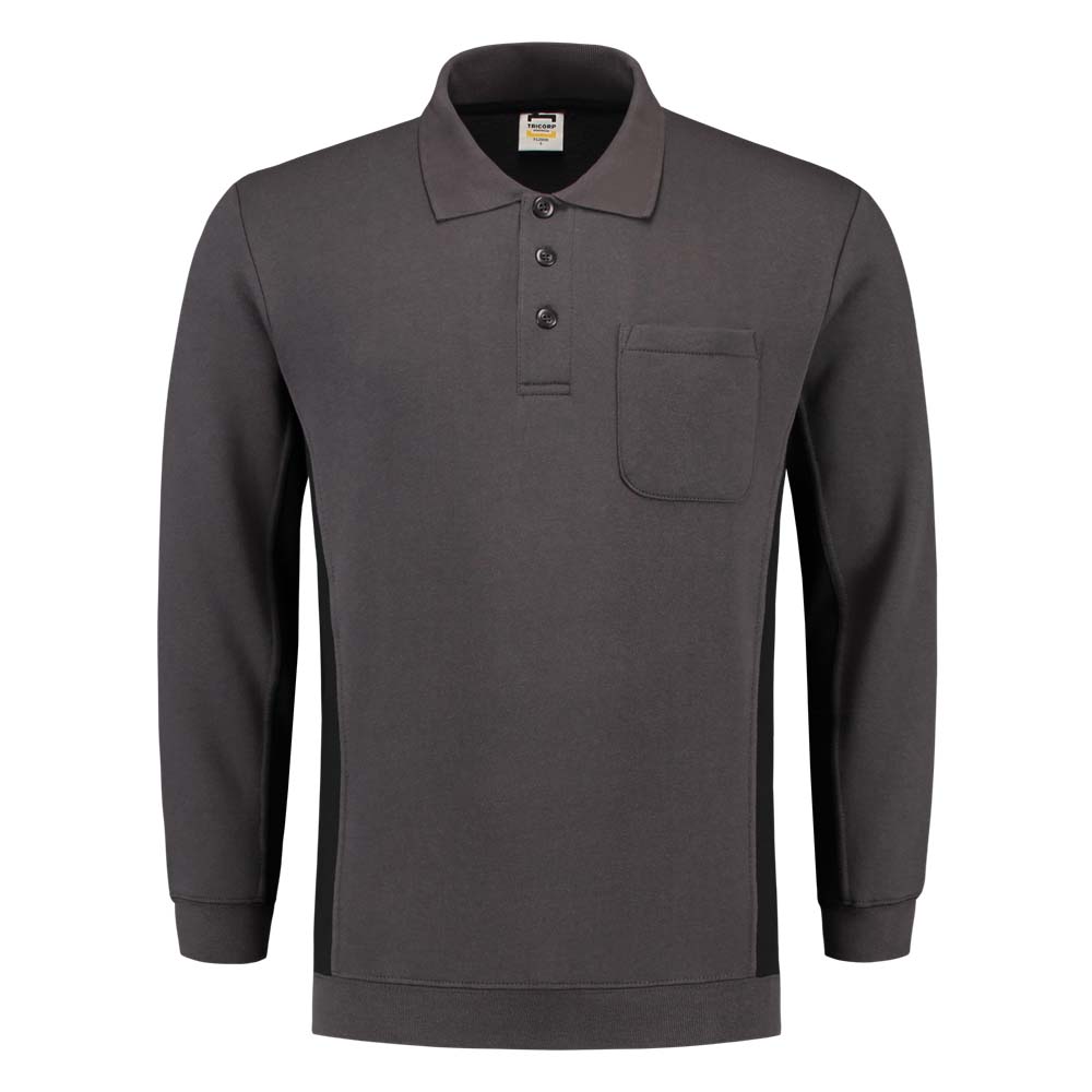 Tricorp polosweater bicolor 302001 darkgrey-black