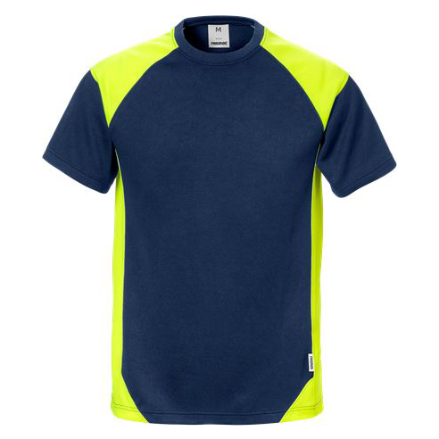Fristads t-shirt 7046 marineblauw-geel