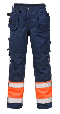 Fristads werkbroek 2029 oranje-blauw high visibility (met holsterpockets)