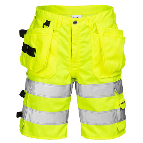 Fristads korte broek 2028 geel high visibility (met holsterpockets)