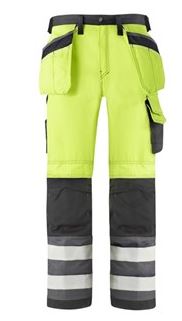 Snickers werkbroek 3233 yellow high visibility (met holsterpockets)