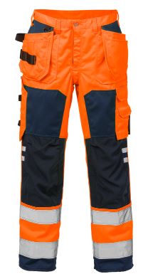 Fristads werkbroek 2025 oranje-blauw high visibility (met holsterpockets)