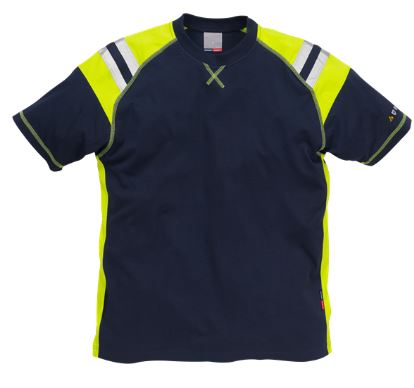 Fristads t-shirt 7073 marine-geel (vlamvertragend)